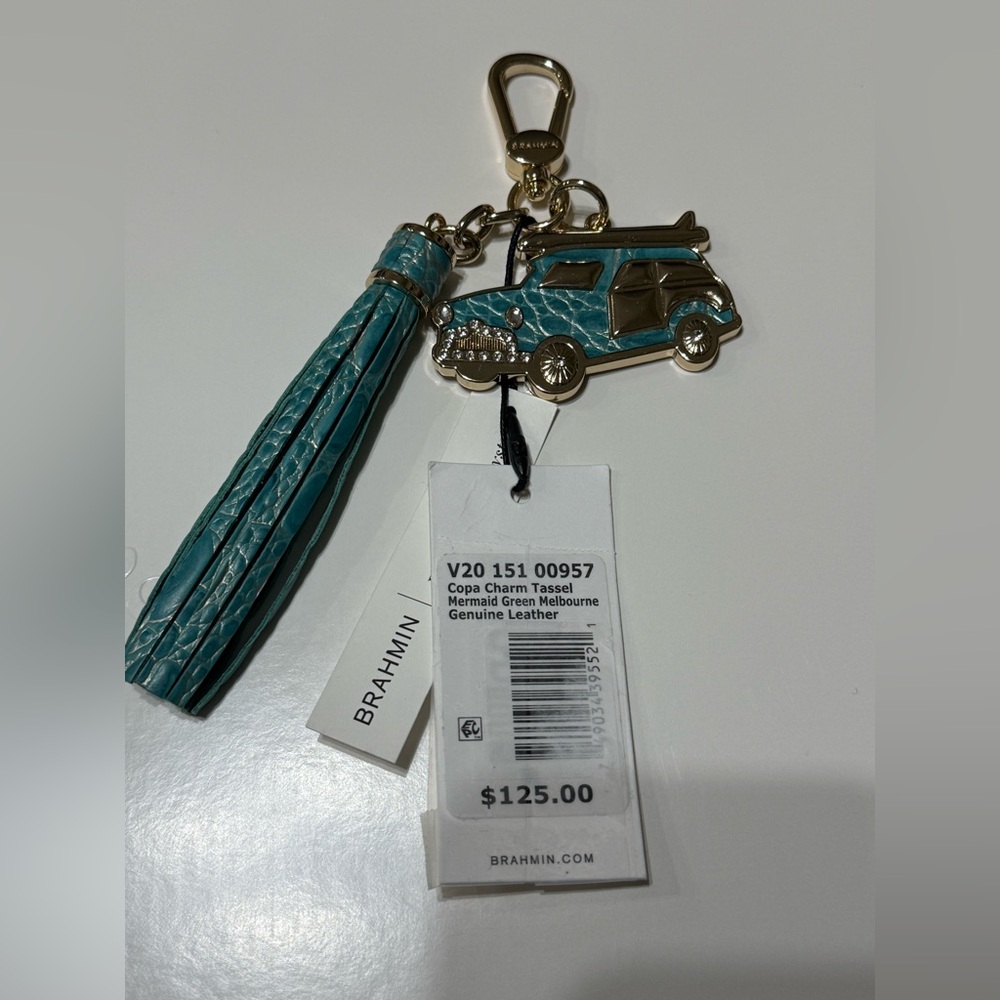 Brahmin Copa Charm Tassel In Mermaid Green Color.